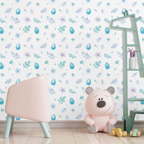Papel de Parede Adesivo Folhas e Flores Aquarela N017042