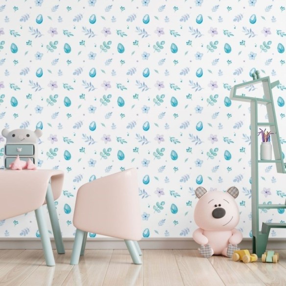 Papel de Parede Adesivo Folhas e Flores Aquarela N017042
