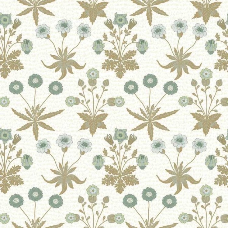 Papel de Parede Adesivo Folhas e Flores Azul e...