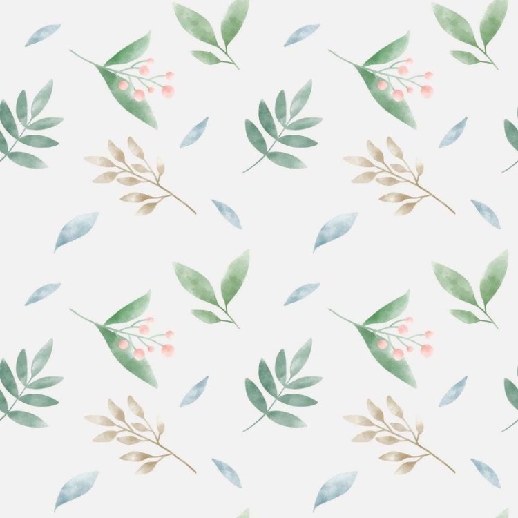 Papel de Parede Adesivo Folhas e Flores em...