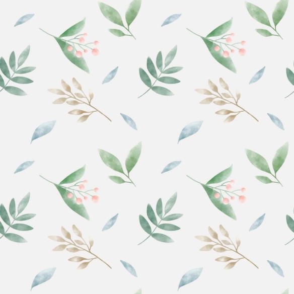 Papel de Parede Adesivo Folhas e Flores em Aquarela N06070