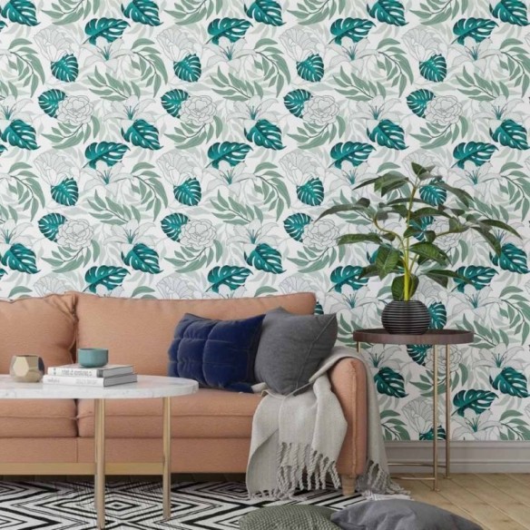 Papel de Parede Adesivo Folhas e Flores N014190