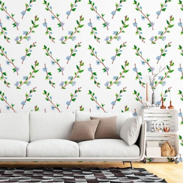 Papel de Parede Adesivo Folhas e Flores N015052