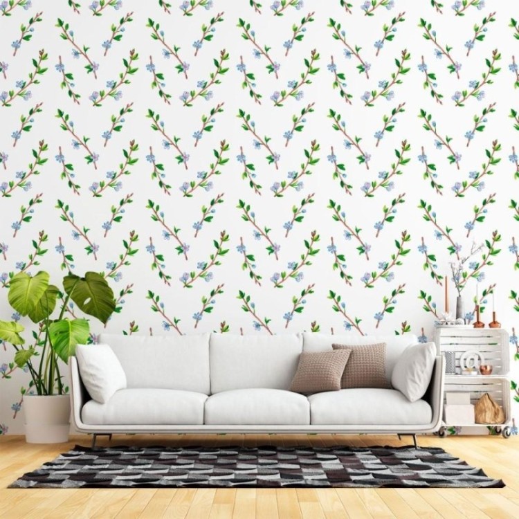 Papel de Parede Adesivo Folhas e Flores N015052