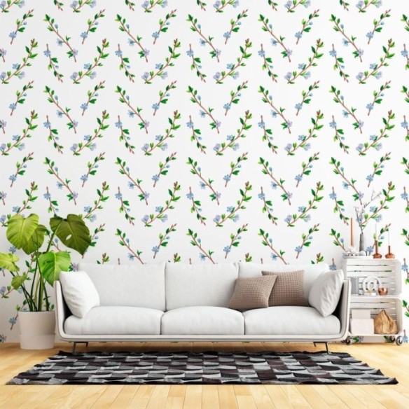 Papel de Parede Adesivo Folhas e Flores N015052