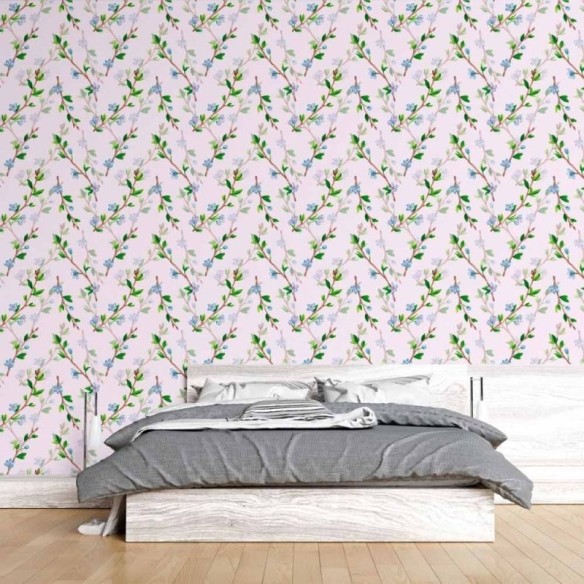 Papel de Parede Adesivo Folhas e Flores N015053