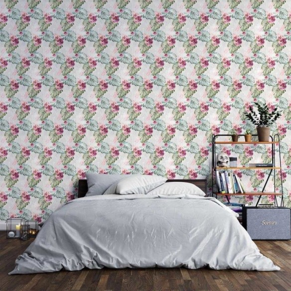 Papel de Parede Adesivo Folhas e Flores N03136
