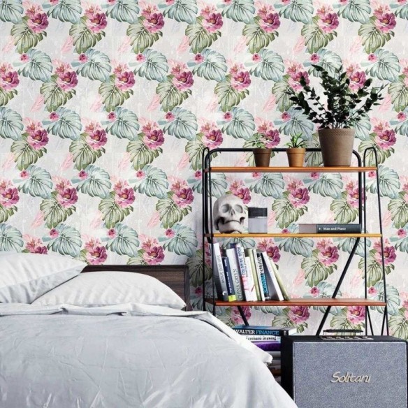 Papel de Parede Adesivo Folhas e Flores N03136