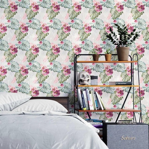 Papel de Parede Adesivo Folhas e Flores N03136