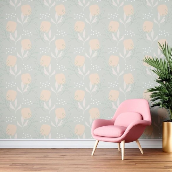 Papel de Parede Adesivo Folhas e flores N08140