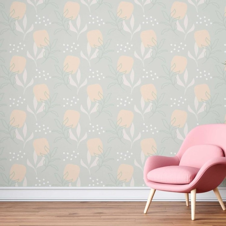 Papel de Parede Adesivo Folhas e flores N08140