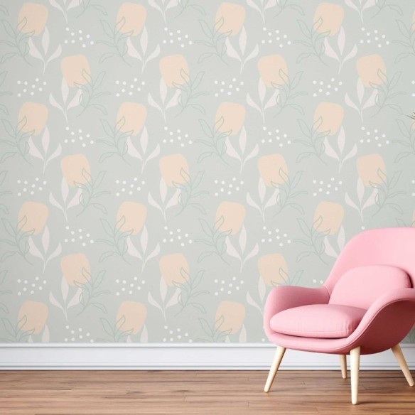 Papel de Parede Adesivo Folhas e flores N08140