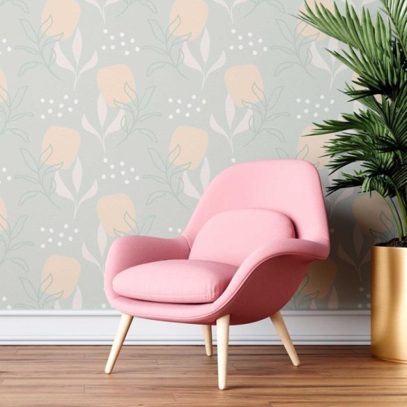 Papel de Parede Adesivo Folhas e flores N08140