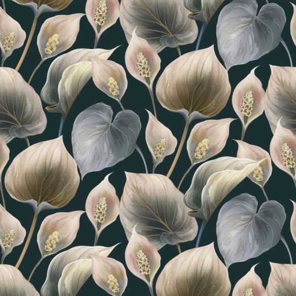 Papel de Parede Adesivo Folhas e Flores Tropicais N018032