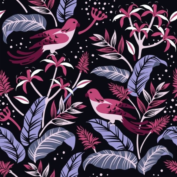 Papel de Parede Adesivo Folhas e Pássaros N013041