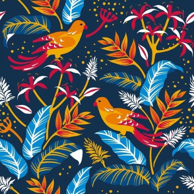 Papel de Parede Adesivo Folhas e Pássaros N013043