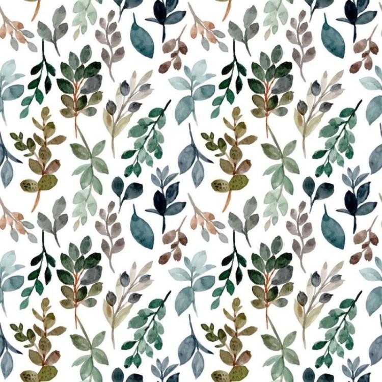 Papel de Parede Adesivo Folhas em Aquarela N08006