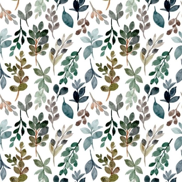 Papel de Parede Adesivo Folhas em Aquarela N08006