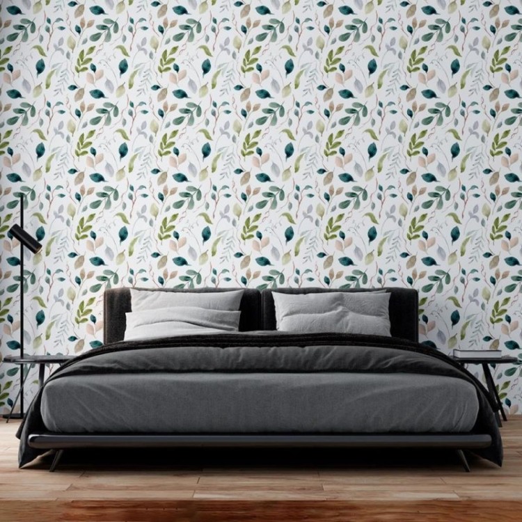 Papel de Parede Adesivo Folhas em Aquarela N08047