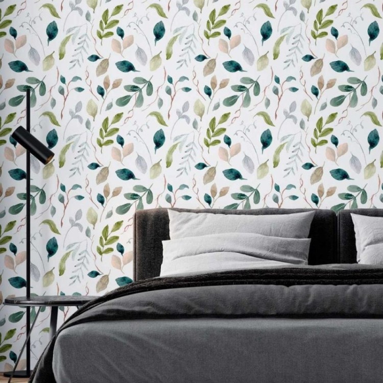 Papel de Parede Adesivo Folhas em Aquarela N08047
