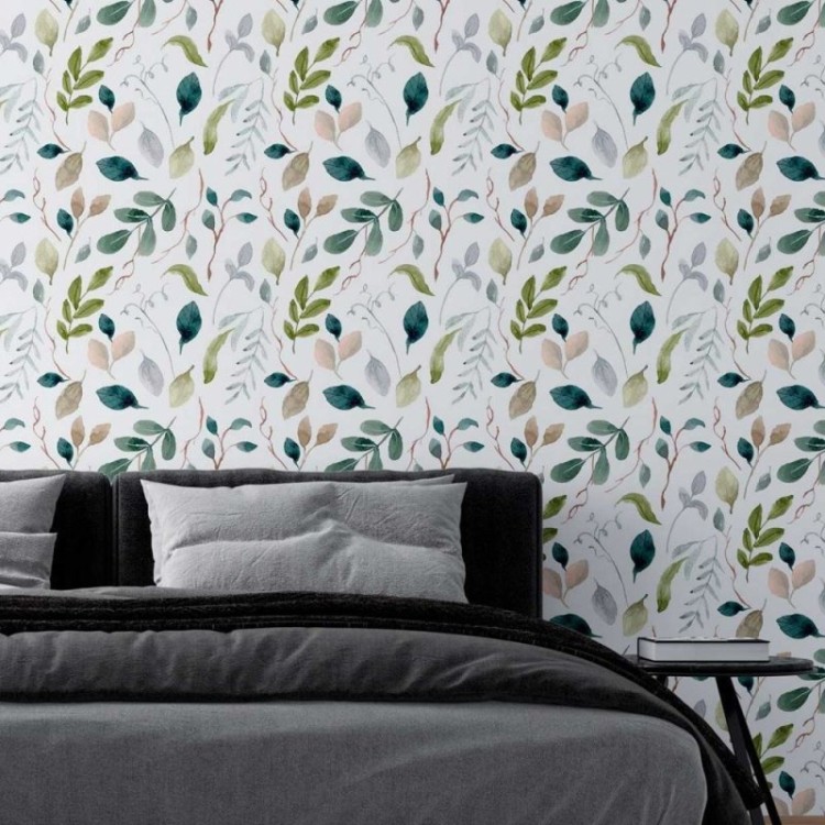 Papel de Parede Adesivo Folhas em Aquarela N08047