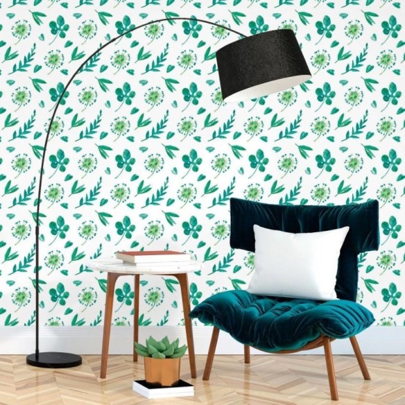 Papel de Parede Adesivo Folhas Exóticas Aquarela N017111