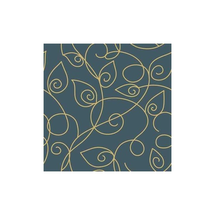 Papel de Parede Adesivo Folhas Linhas Verde 957
