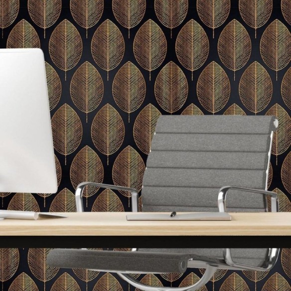 Papel de Parede Adesivo Folhas Luxury Gold N017090