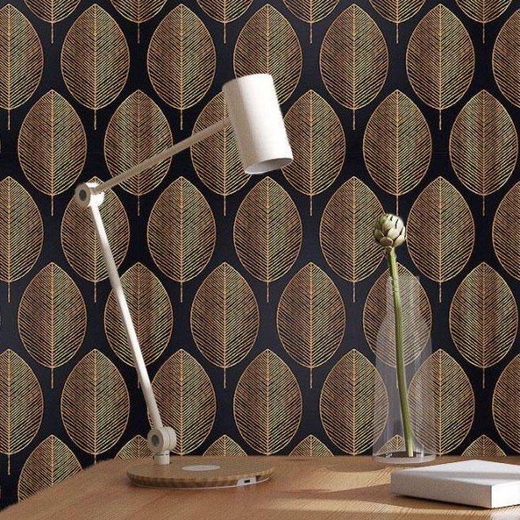 Papel de Parede Adesivo Folhas Luxury Gold N017090