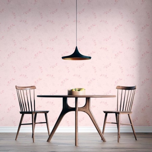 Papel de Parede Adesivo Folhas Minimalista Poá Rosa N08066