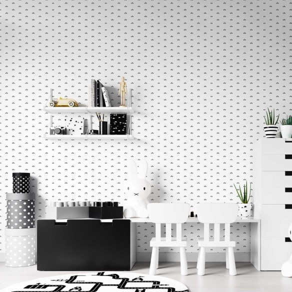 Papel de Parede Adesivo Folhas Minimalistas em Preto e Branco N07020