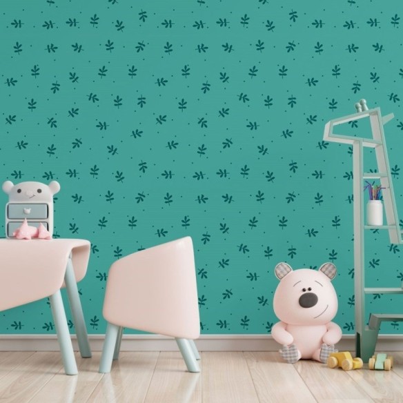 Papel de Parede Adesivo Folhas Minimalistas Verde N017020