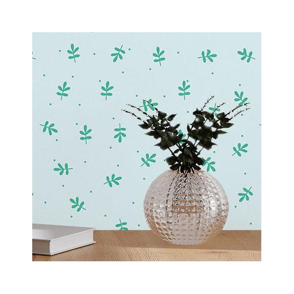 Papel de Parede Adesivo Folhas Minimalistas Verde N017021