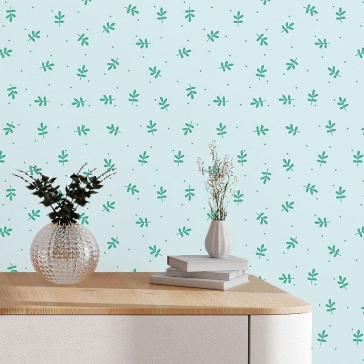 Papel de Parede Adesivo Folhas Minimalistas...