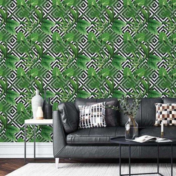 Papel de Parede Adesivo Folhas Natureza Geométrico 26628