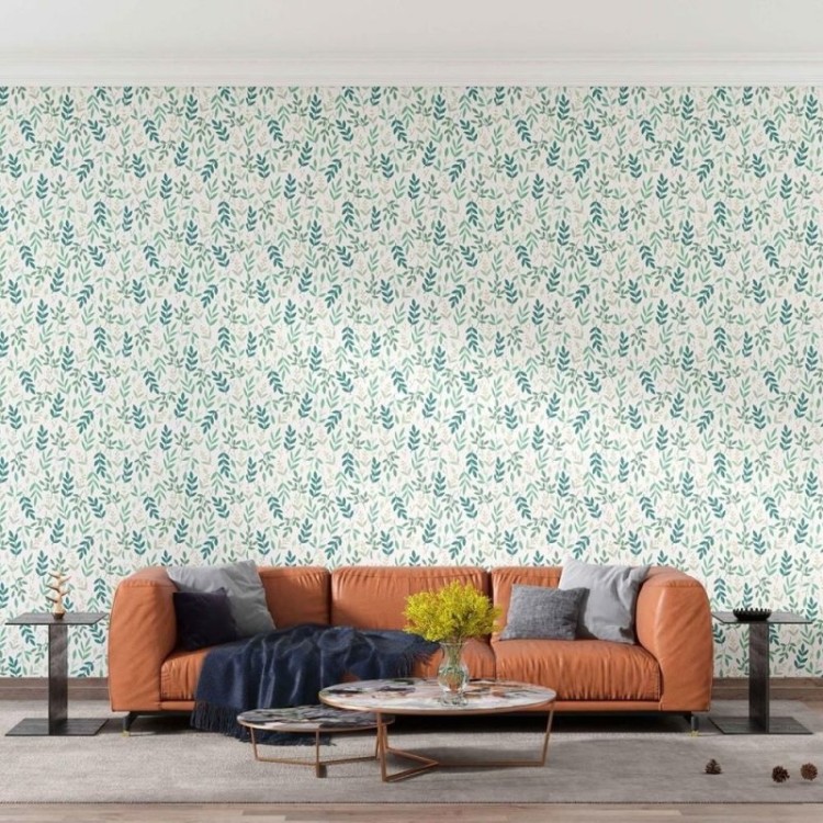 Papel de Parede Adesivo Folhas pastéis N08208