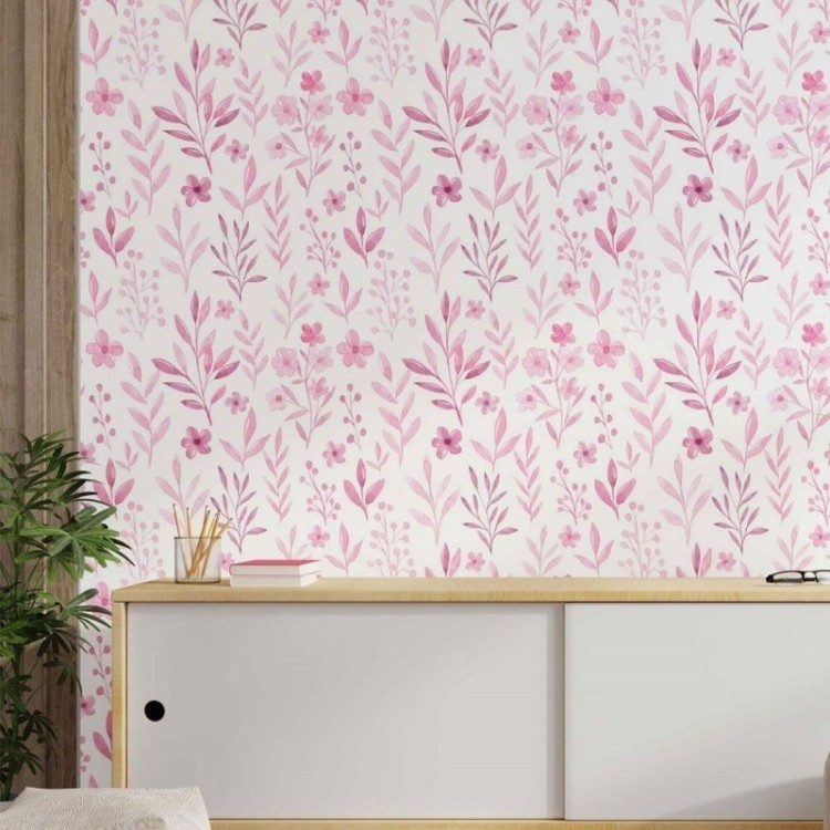 Papel de Parede Adesivo folhas rosadas N014105