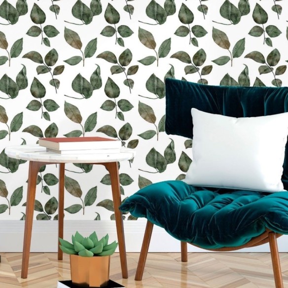 Papel de Parede Adesivo Folhas Secas Aquarela N017083