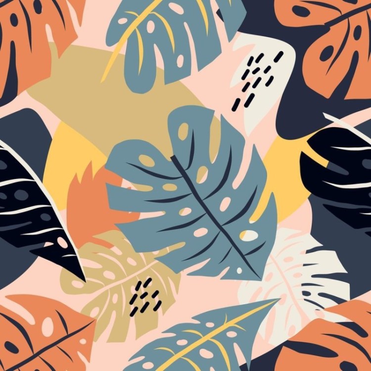 Papel de Parede Adesivo Folhas Tropicais...