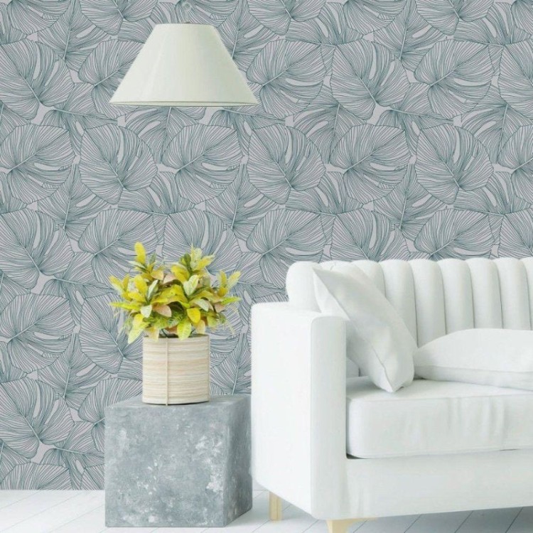 Papel de Parede Adesivo Folhas Tropicais...