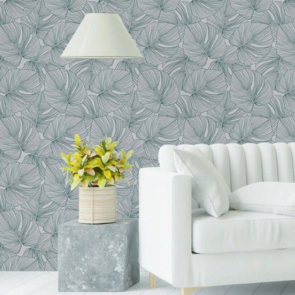 Papel de Parede Adesivo Folhas Tropicais Abstrato N019053