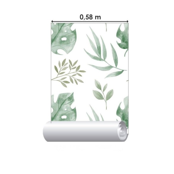 Papel de Parede Adesivo Folhas Tropicais Aquarela N019047