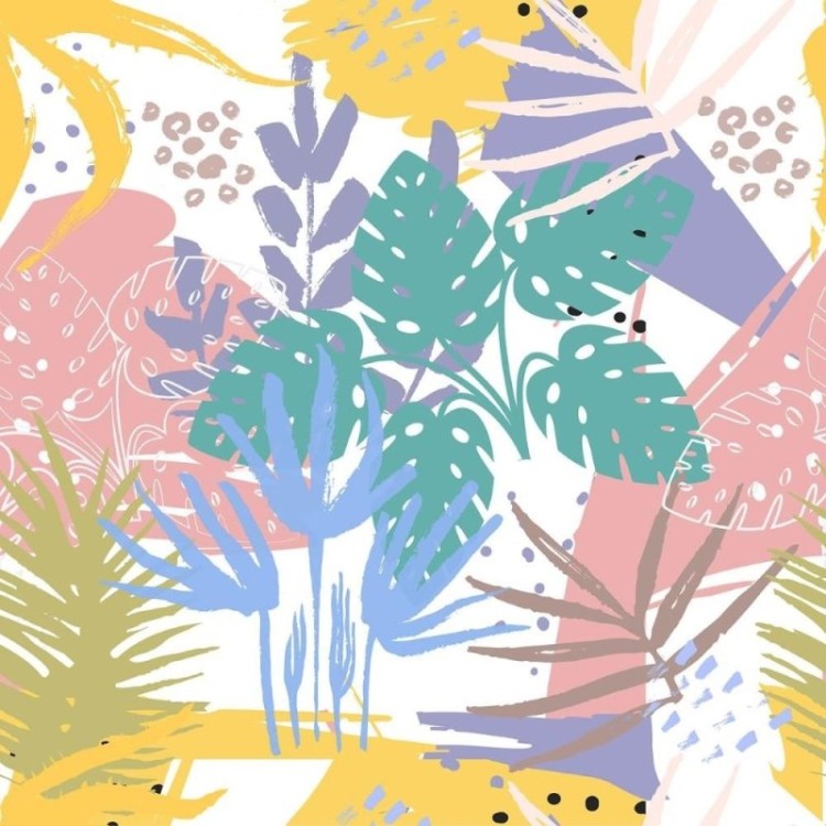 Papel de Parede Adesivo Folhas Tropicais N011105