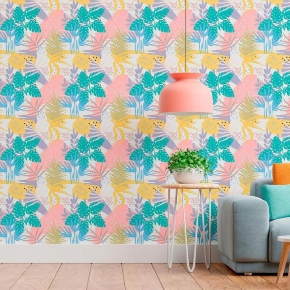 Papel de Parede Adesivo Folhas Tropicais N011105