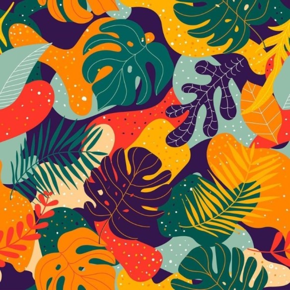 Papel de Parede Adesivo Folhas Tropicais N011132