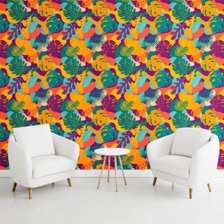 Papel de Parede Adesivo Folhas Tropicais N011132