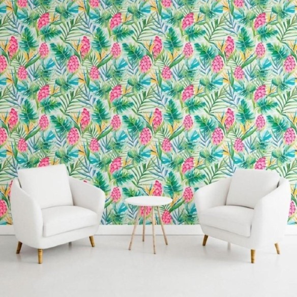 Papel de Parede Adesivo Folhas Tropicais N011139