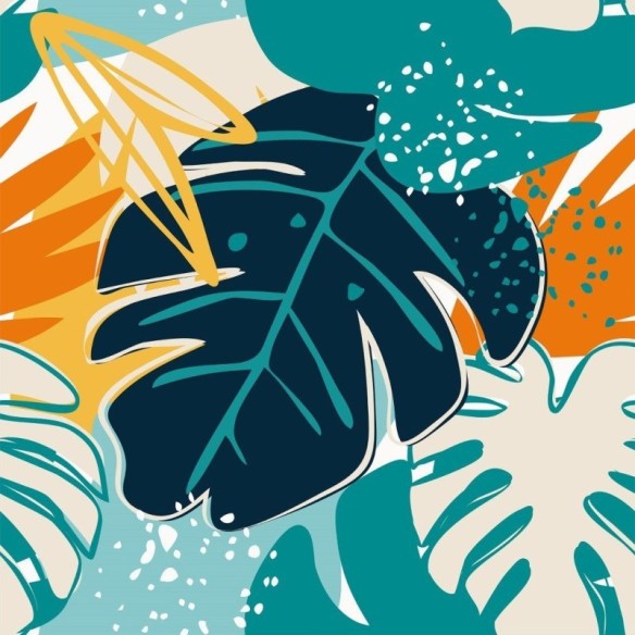 Papel de Parede Adesivo Folhas Tropicais N013241