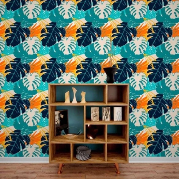 Papel de Parede Adesivo Folhas Tropicais N013241