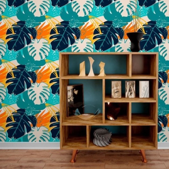 Papel de Parede Adesivo Folhas Tropicais N013241